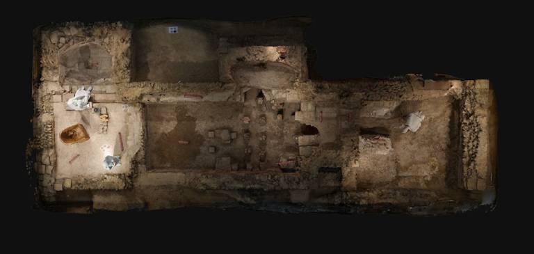 A vertical image of the Welwyn Roman Baths site