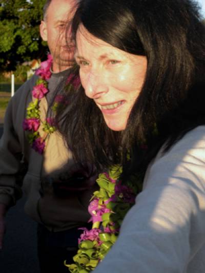 Sue Hamilton (UCL) and Colin Richards (Manchester), on arrival at Mataveri, Rapa Nui, 2009