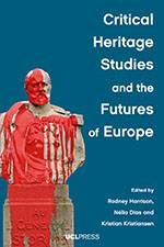 A blue bookcover with an image of a stone statue of a man covered in red paint. White text (booktitle, editors and publisher)