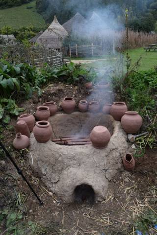 Kiln firing during 40th Anniversary ArchaeoTech course at Butser Ancient Farm (Sept 2022)