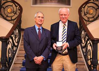 Professor Kristian Kristiansen (right), speaker at the annual Gordon Childe Lecture in February 2018, receiving the Graham Clark medal from the British Academy in 2016 (Photo: British Academy).