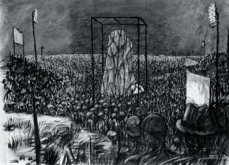 Drawing for the film Monument, 1990, Charcoal on paper or charcoal and pastel on paper