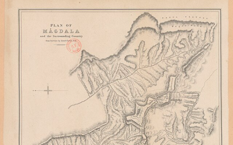 Maqdala map - a drawing of map by Edward Weller in the mid to late 1800s