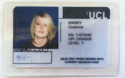 Cadence Kinsey UCL academic student card