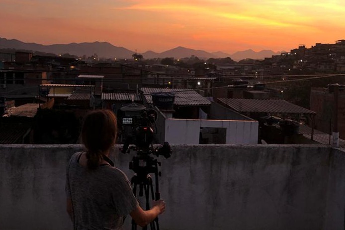 Filming sunset from a rooftop