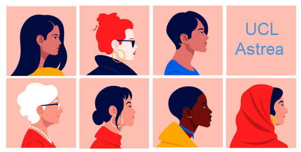 Graphic of various women in profile