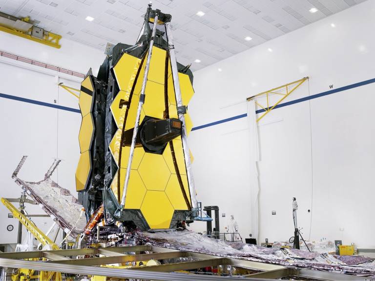A photo of the James Webb Space Telescope