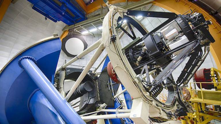 The 4-metre Blanco telescope in Chile, where the DES observations have been taken. The camera’s optical corrector was assembled at UCL, with STFC funding (credit: the DES collaboration)