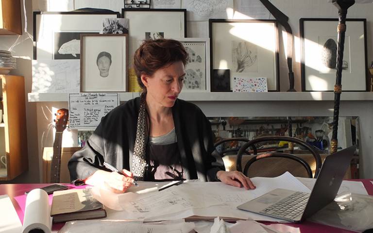 Barbara Campbell-Lange at work in her studio
