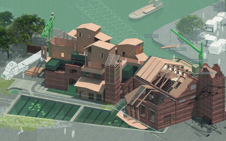 image: 'Youth Offender Institute at Tate Wapping' by Harry Sumner, Engineering & Architectural Design MEng, Unit 1, Year 4
