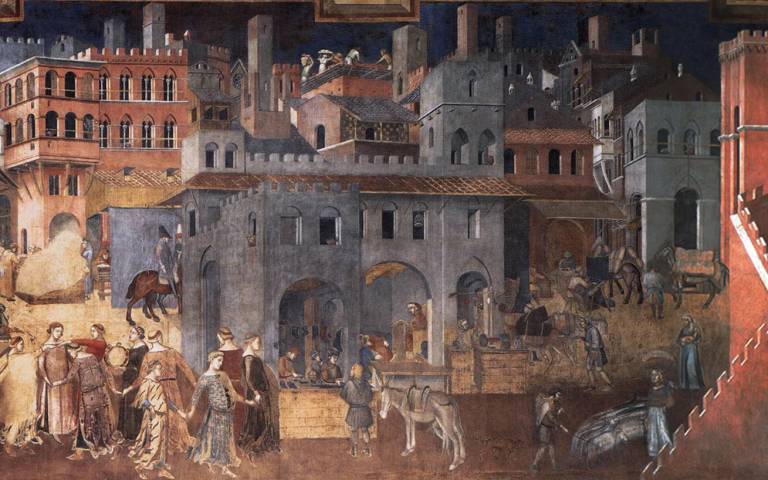Ambrogio Lorenzetti’s Allegory of the Effects of Good Government (1338) – a fourteenth-century sitopia
