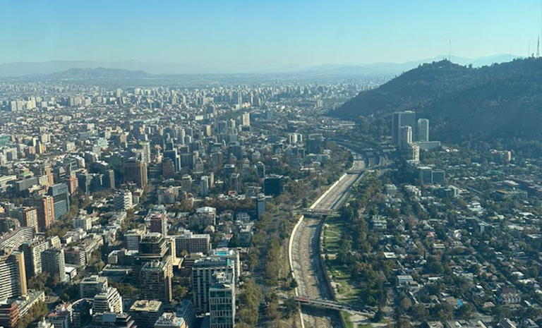 Mapocho river and the city of Santiago
