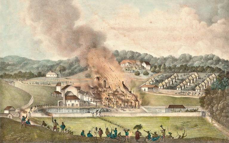 Image: The Destruction of the Roehampton Estate in the Parish of St. James's in January 1832, 1833 (hand coloured litho)  Creator: Duperly, Adolphe (1801-65). Credit: Photo © Christie's Images / Bridgeman Images 