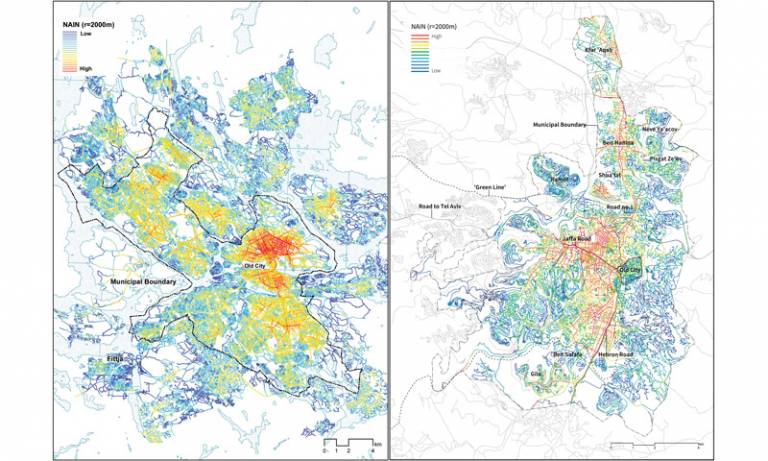 Heat map of transport systems in Jerusalem and Stockholm