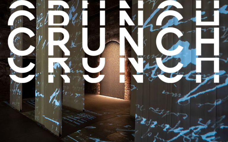 Image from the exhibition "Unknown, Unknown" by Mabel O. Wilson overlaid with the word CRUNCH