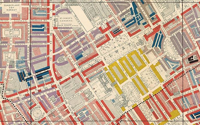 Detail of Charles Booth's Descriptive Map of London Poverty, 1889