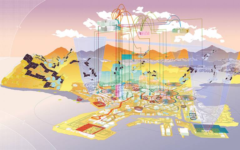 Cartographic drawing that exposes systems underpinning Los Santos by Luke Pearson