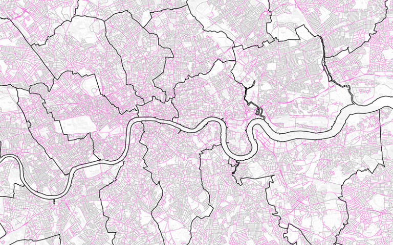 Street space for social distancing map, by _Streets.  Contains Ordnance Survey Data. Crown copyright and database right 2020.