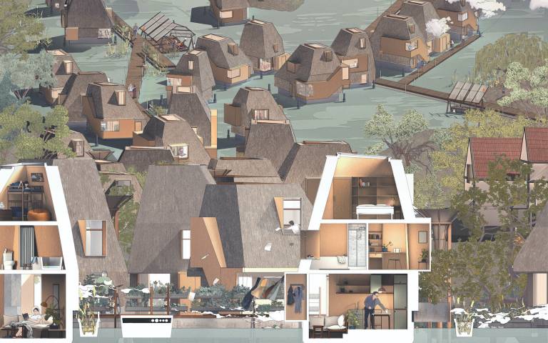 Image: 'Repopulating Iffley Meadows' by Toby Prest and Anna Williams, Architecture MSci, Studio 2A, Year 2