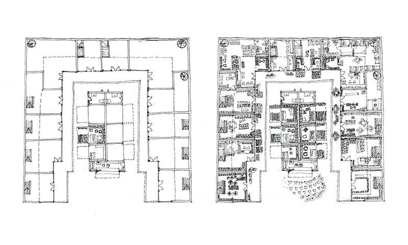 Hand-drawn plan of a building