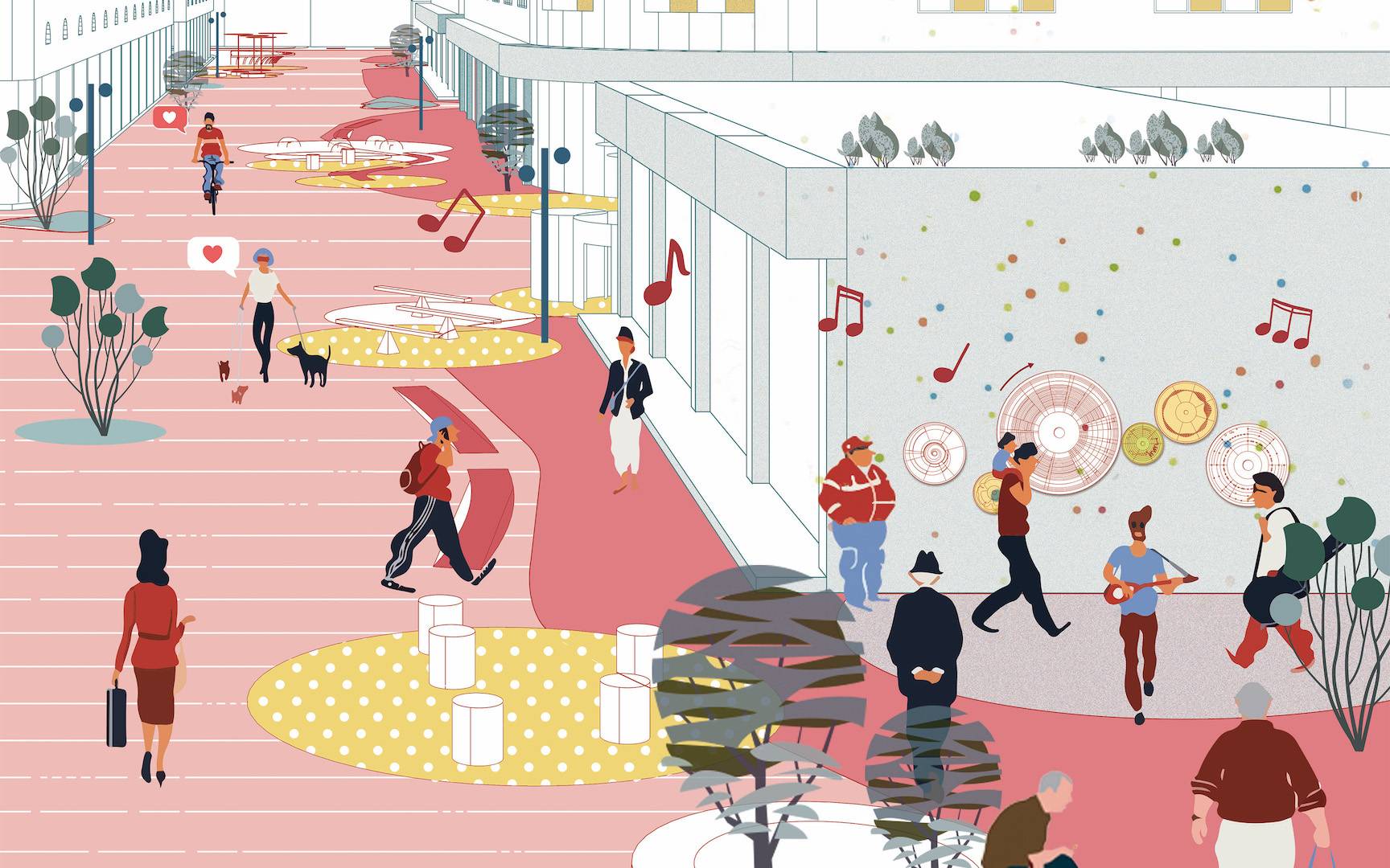 Image: Diagram of community street design based on human perception and spatial experience, by CHEN Guo, LEI Lian, LIU Chang, LIU Junrui, ZHANG Enjia, 2019