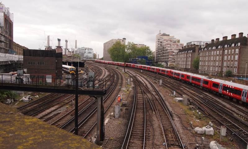 View of train tracks on the approach to Victoria Station in London. Tom Bolton.
