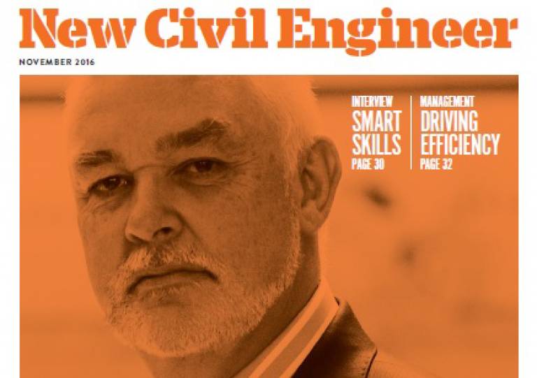 November 2016 cover of New Civil Engineer, featuring Prof Tim Broyd