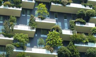 Planted balconies provide shading for flats