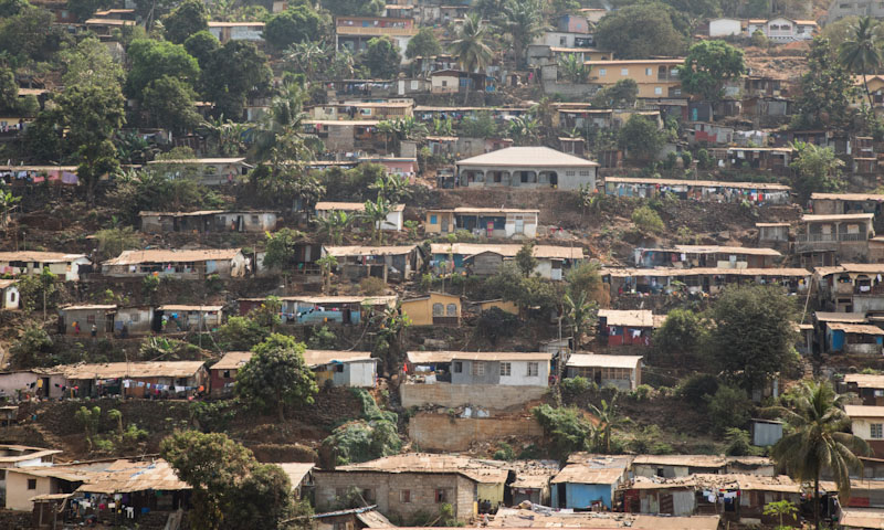 Shanty town built on a hillside