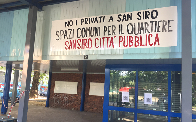 banner on side of building in San Siro, Milan