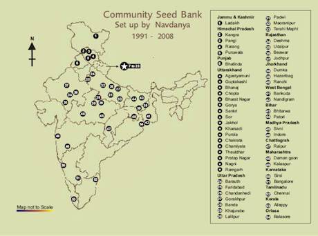 Map of community seed banks ©Navdanya 2011