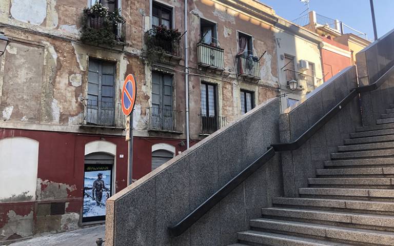 Cagliari Italy steps street scene