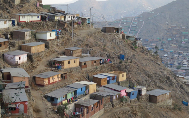 Slums on hillside in outskirts of Lime, Peru