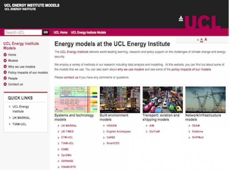 UCL Energy Institute modelling website