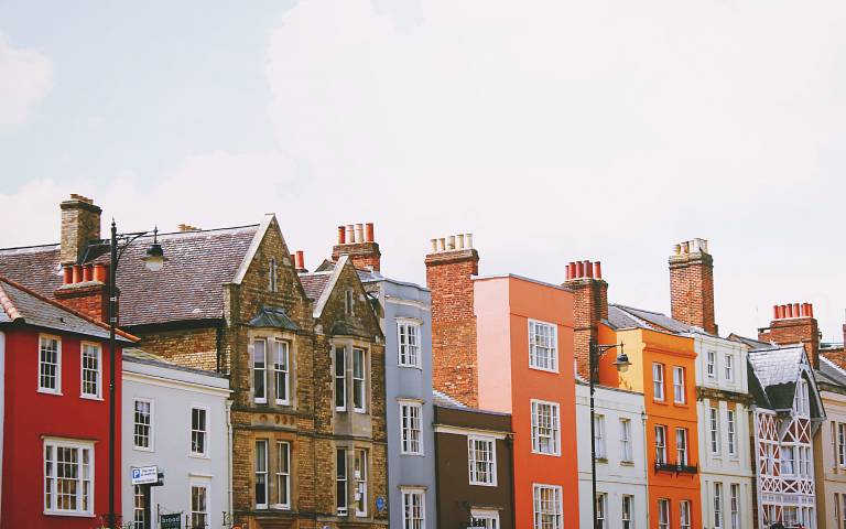 A colourful terrace of houses