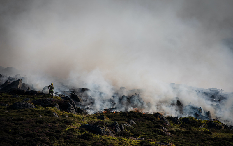 UK wildfire on hillside