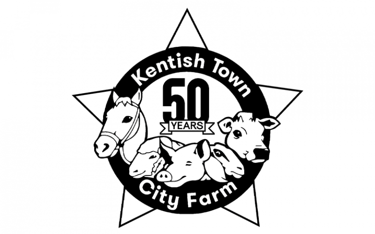 Farm animals in a star with the words Kentish Town City Farm written next to them