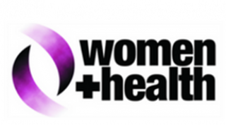 Two purple curves next to the words Women + Health 