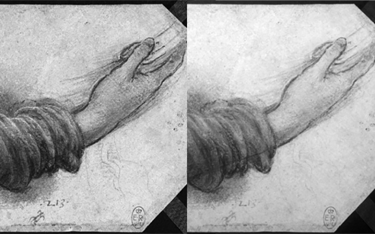 Leonardo Da Vinci drawing b&w multispectral imaging