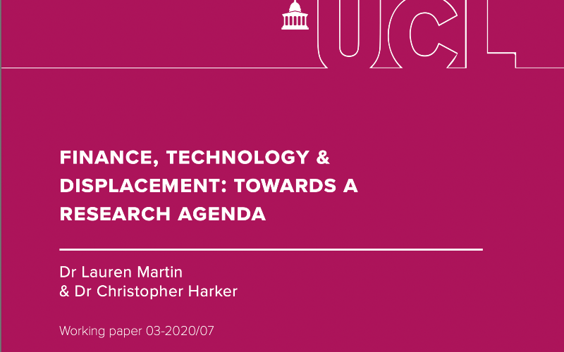 FINANCE, TECHNOLOGY & DISPLACEMENT: TOWARDS A RESEARCH AGENDA