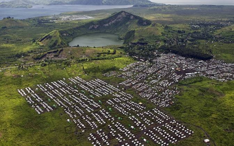A refugee camp, photo taken from above