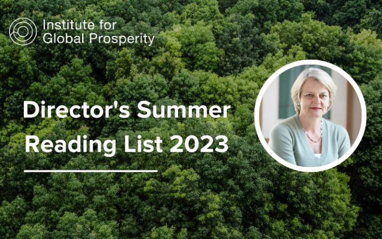 the words directors summer reading list with a background image of a forest from above
