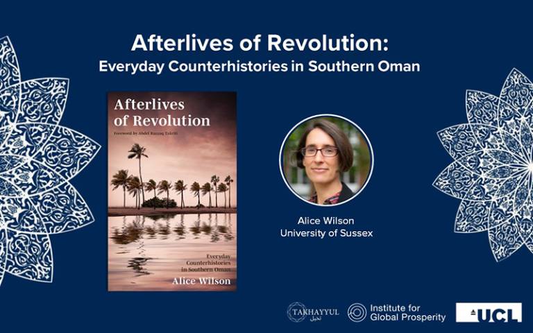 Image shows a photo of author Alice Wilson alongside her book Afterlives of Revolution