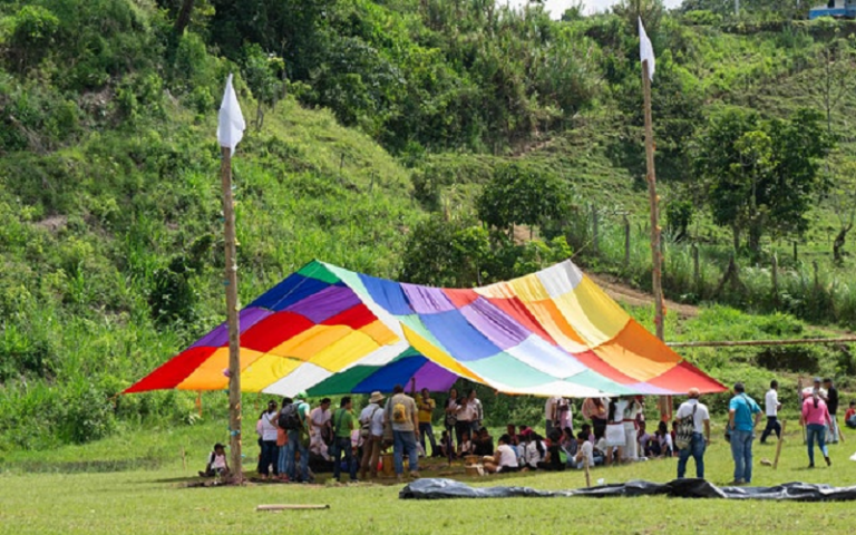 multicoloured tent