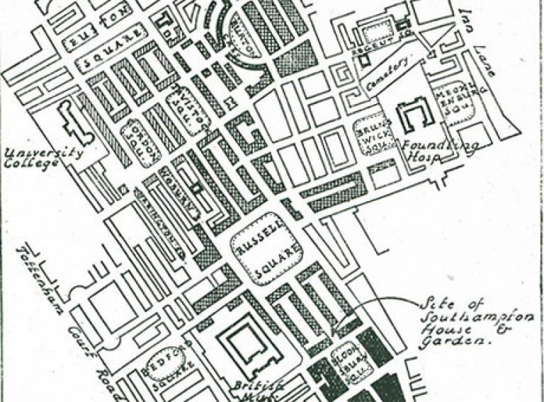 Nineteenth centry map showing Bloomsbury development