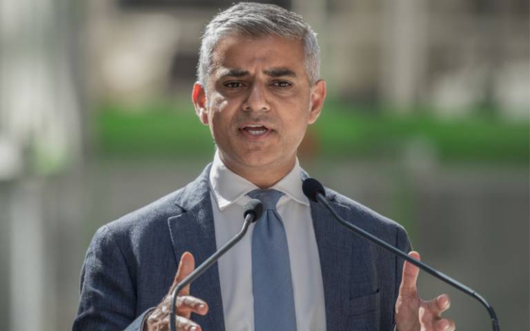 PARIS, FRANCE - AUGUST 25, 2016 : The Mayor of London Sadiq Khan in press conference after visiting the building of Station F the biggest startup space and incubator worldwide.