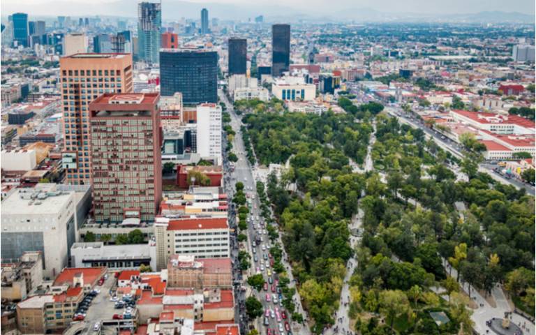 Aerial view of Mexico City Alameda Central Park - Mexico City, Mexico