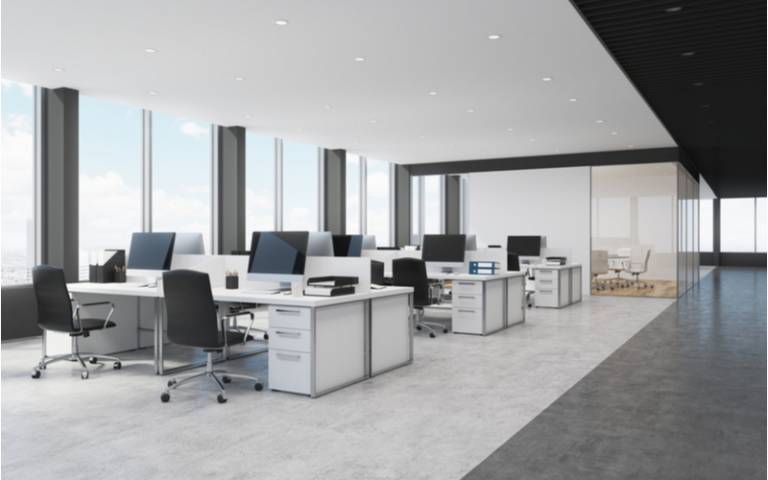 Digitalised office interior white