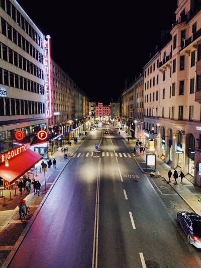 Nashwa Naushad winter night streetscape in Stockholm