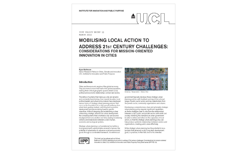 MOBILISING LOCAL ACTION TO ADDRESS 21st CENTURY CHALLENGES: CONSIDERATIONS FOR MISSION-ORIENTED INNOVATION IN CITIES